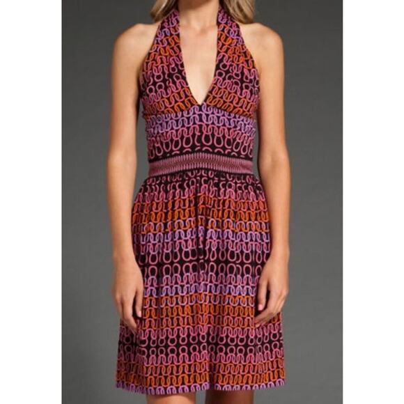TRINA TURK Silk Dress the Campania Loop Halter Cocktail Dress Women's Size 10 - Picture 2 of 16